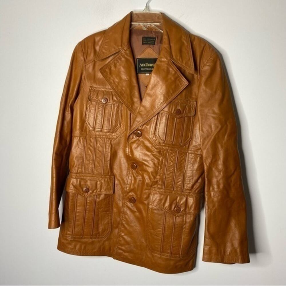 Andhurst Sportswear‎ Brown Button Front Leather Jacket Size 40